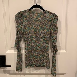 H&M mesh floral long sleeve top